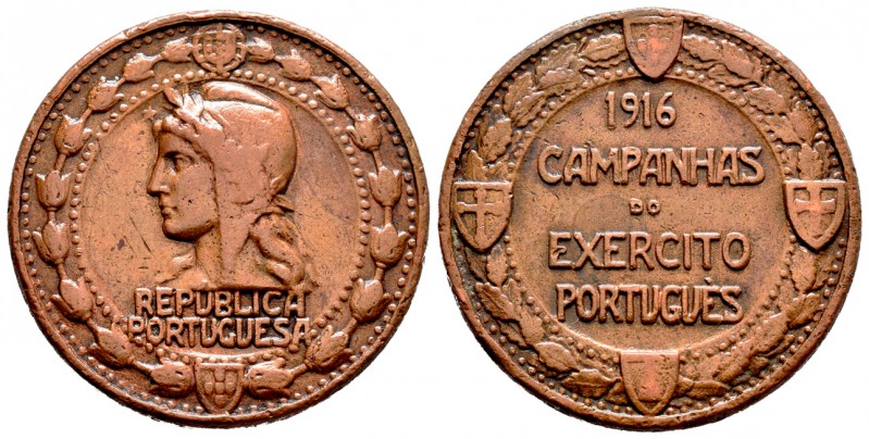 Portugal. Medalla. 1916. Ae. 16,52 g. A las campañas del ejército portugués. 33 ...