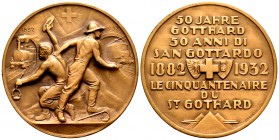 Suiza. Medalla. 1932. Ae. 42,63 g. 50 años del túnel de St. Gothard 1882-1932. Grabador: Huguenin. 45 mm. SC-. Est...25,00. /// ENGLISH DESCRIPTION: S...
