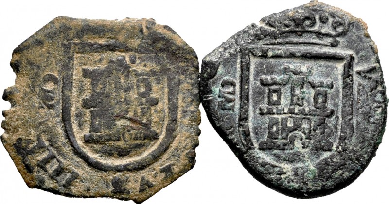 Lote de 2 monedas de 8 maravedís Madrid Felipe IV 1625 y 1624. A EXAMINAR. MBC-/...