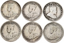 Lote de 6 monedas de Australia. 6 Pence de los años 1910, 1922, 1923, 1925, 1926 y 1928. Alguna escasa. Ar. A EXAMINAR. BC+/MBC-. Est...60,00.