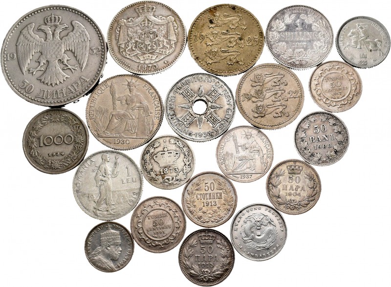 Lote de 20 monedas extranjeras de plata, Austria (1), Bulgaria (1), China (1), E...