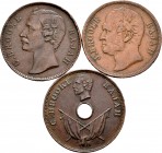 Lote de 3 monedas de Sarawak. 1 Cent. 1863, 1887 y 1892. Ae. A EXAMINAR. BC+/MBC. Est...50,00.