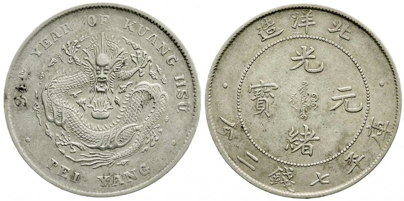 China
Qing-Dynastie. De Zong, 1875-1908
Dollar, Jahr 34 = 1908 Pei Yang (Tient...