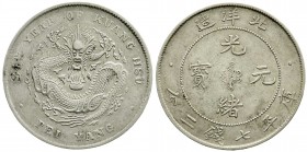 China
Qing-Dynastie. De Zong, 1875-1908
Dollar, Jahr 34 = 1908 Pei Yang (Tientsin in Chihli). Kleine Jahreszahl. gutes sehr schön