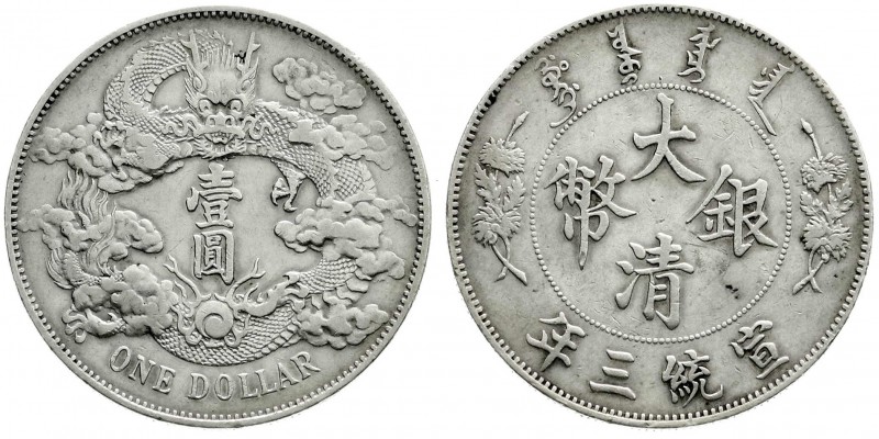 China
Qing-Dynastie. Pu Yi (Xuan Tong), 1908-1911
Dollar (Yuan) 1911 Tientsin,...