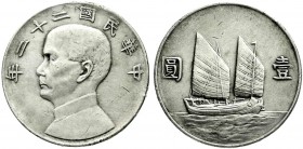 China
Republik, 1912-1949
Dollar (Yuan) Jahr 22 = 1933. sehr schön/vorzüglich, Kratzer, berieben