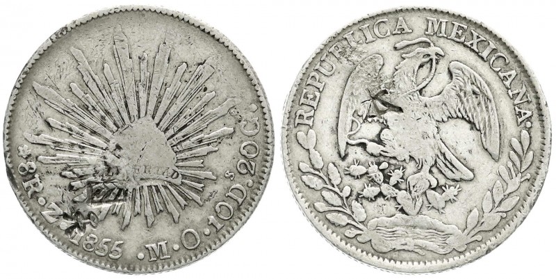 China
"Bang Yang"
Mexiko 8 Reales 1855 Zs MO, Zacatecas mit chin. Chopmarks. f...