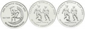 Bangladesh
3 X Taka Silber aus 1992/1994. Fussball-WM und Oly. Spiele. Polierte Platte