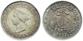Ceylon
Britisch 1796-1948
10 Cents 1899. fast Stempelglanz, schöne Patina