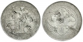 Grossbritannien
Tradedollars
Tradedollar 1898 B. Mit beiderseits vielen chin. Chopmarks. sehr schön
