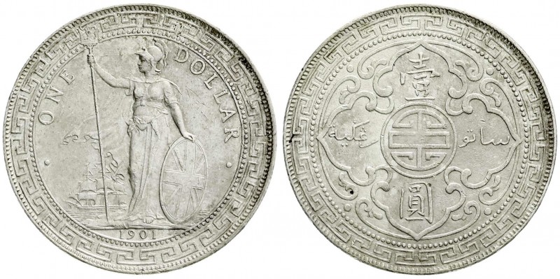 Grossbritannien
Tradedollars
Tradedollar 1901 B. sehr schön/vorzüglich