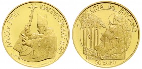 Italien-Kirchenstaat
Johannes Paul II., 1978-2005
50 Euro GOLD 2003. Wurzeln des Glaubens im Alten Testament. 15 g. 917/1000. In Originalschatulle m...