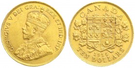 Kanada
Britisch, seit 1763
10 Dollars 1914. 16,71 g. 900/1000. sehr schön/vorzüglich