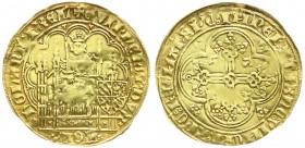 Niederlande-Holland
Grafschaft. Wilhelm VI. von Bayern, 1404-1417
Chaise d`or o.J., Dordrecht. 3,72 g. fast sehr schön, etwas gewellt, kl. Henkelspu...