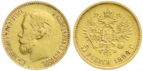 Russland
Nikolaus II., 1894-1917
5 Rubel 1898, St. Petersburg. 4,3 g. 900/1000. vorzüglich