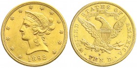 Vereinigte Staaten von Amerika
Unabhängigkeit, seit 1776
10 Dollars 1892 S, San Francisco. Coronet Head. 16,72 g. 900/1000. gutes vorzüglich