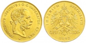 Haus Habsburg
Franz Joseph I., 1848-1916
4 Gulden/4 Florin 1892. Offizielle Nachprägung. 3,23 g. 900/1000 prägefrisch