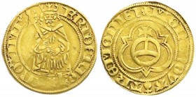 Dortmund, königl. Mzst
Friedrich III., 1440-1493
Goldgulden o.J. (nach 1451). 3,32 g. sehr schön