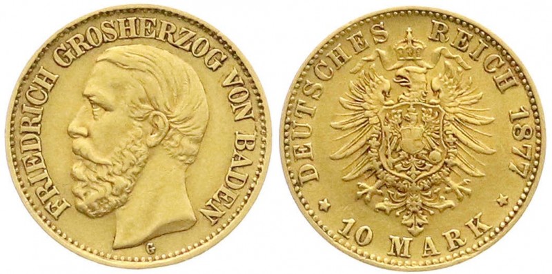 Baden
Friedrich I., 1856-1907
10 Mark 1877 G. sehr schön