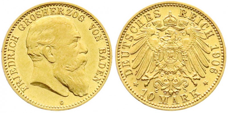 Baden
Friedrich I., 1856-1907
10 Mark 1906 G. vorzüglich