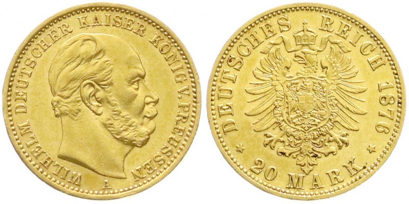 Preußen
Wilhelm I., 1861-1888
20 Mark 1876 A. gutes vorzüglich, kl. Kratzer