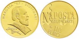 Euro
Euro-Vorläufer
110 Euro 1997. NAPOSTA Stuttgart/Stephan. 4.65 g. 333/1000. In Kapsel. Polierte Platte