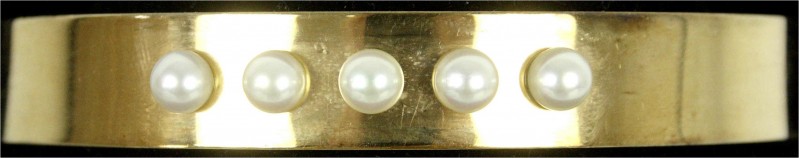 Colliers und Halsketten
Halsreif, Gelbgold 750/1000 mit zwei Scharnieren und 5 ...