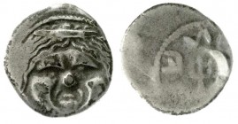 Populonia
Didrachme um 450/350 v. Chr. Fratzengesicht v.v./Halbmond, Dreizack und etruskische Schriftzeichen (dezentriert). 7,68 g. sehr schön, Präge...