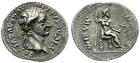 Kaiserzeit
Tiberius 14-37
Denar 14/37 Lugdunum. Belorb. Kopf r./PONTIF MAXIM. Livia sitzt r., hält Zepter und Zweig. sehr schön
