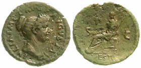 Kaiserzeit
Julia Titi (Tochter des Titus, Gattin Domitians
As 80/81 n.Chr. Drap. Brb. mit Haardutt r./VESTA SC. Vesta thront l. schön/sehr schön, se...