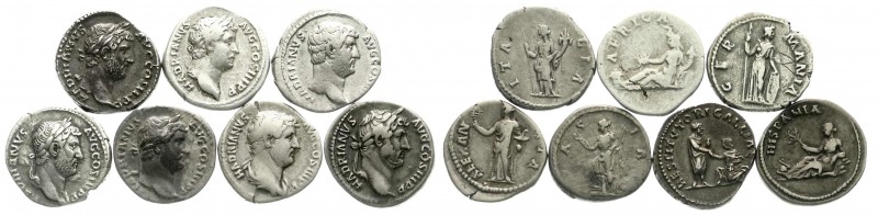 Kaiserzeit
Hadrian, 117-138
Sammlung seiner "Reise"-Denare, 7 Stück: Italia, D...