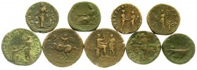 Kaiserzeit
Hadrian, 117-138
Sammlung von 9 Bronzemünzen: 3 Sesterzen, 6 Asses. U.a. Africa, Galeere, Annona, Fortuna, etc. schön bis fast sehr schön...