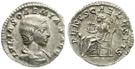 Kaiserzeit
Julia Soemias, Mutter des Elagabal
Denar 218/222 n.Chr. Drap. Brb.r./VENVS CAELESTIS. Venus thront l., erhält Apfel von Kind. vorzüglich...