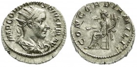 Kaiserzeit
Gordianus III. Pius, 238-244
Antoninian 238/244. Drap. Brb. mit Strahlenbinde r./CONCORDIA MILIT. Concordia thront l. vorzüglich