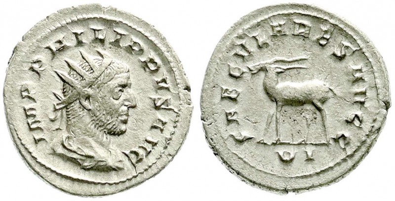 Kaiserzeit
Philippus I. Arabs, 244-249
Antioninian 247. Drap. Brb. mit Strahle...