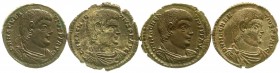 Kaiserzeit
Decentius, 351-353
4 X Doppelmaiorina 353 Trier. Drap. barhäuptige Büste r./Christogramm zwischen Alpha und Omega. sehr schön und besser,...