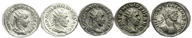 Römer
Kaiserzeit
5 Antoniniane: Gordian III., Philippus Arabs (2X), Trajan Dec...