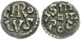 Karl der Große, 786-814
Denar, 771/794, Melle. CARO-LVS in zwei Zeilen/MEDOLVS um Rosette. sehr schön, schöne Patina, selten