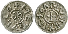 Karl der Kahle, 840-877
Pfennig o.J. Melle. 1,70 g. sehr schön/vorzüglich, schöne Patina