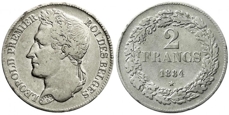 Belgien
Leopold I., 1830-1865
2 Francs 1834. schön/sehr schön