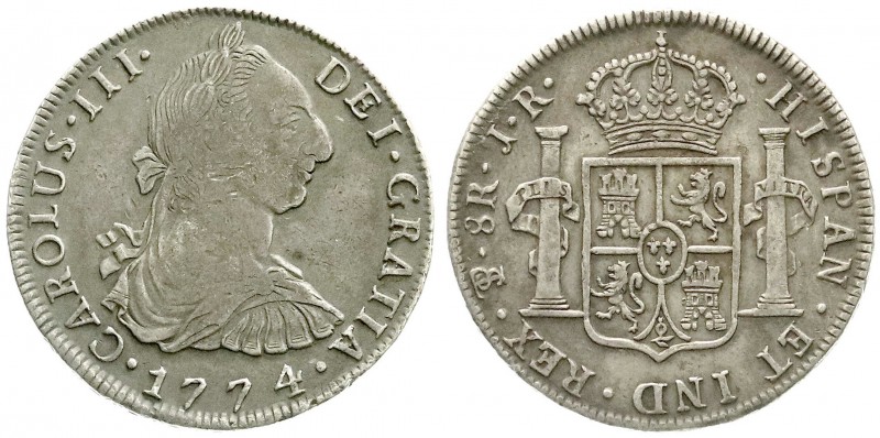 Bolivien
Carlos III., 1759-1788
8 Reales 1774 IR, Potosi. sehr schön, Kratzer