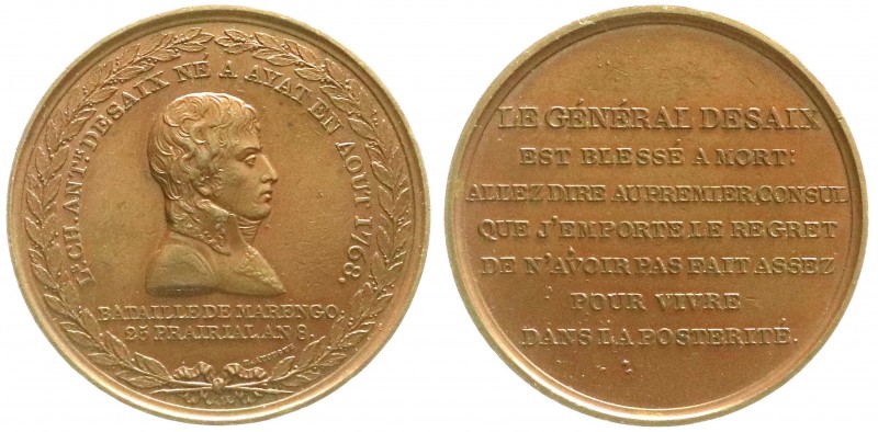 Frankreich
Erste Republik, 1793-1804
Bronzemedaille Jahr 8 = 1800 von Auguste ...