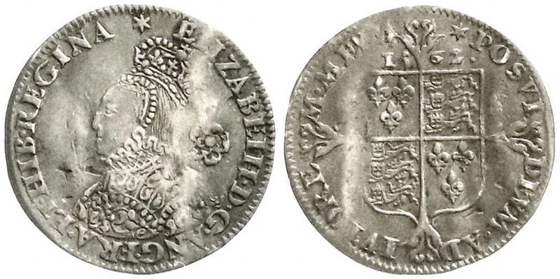 Grossbritannien
Elisabeth I., 1558-1603
Threepence 1562. sehr schön, gewellt, ...