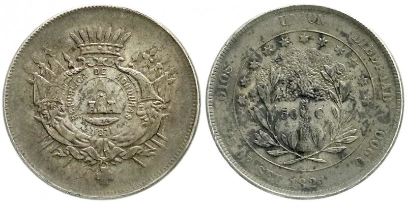 Honduras
Republik, seit 1839
50 Centavos 1871. sehr schön/vorzüglich, schöne P...