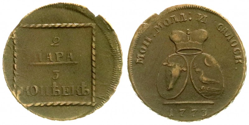 Russland
Katharina II., 1762-1796
2 Para = 3 Kopeken 1773 für Moldau und Walla...