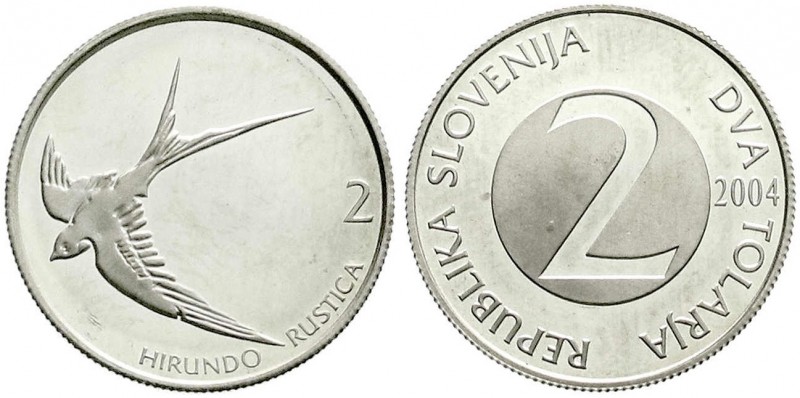 Slowenien
Republik, seit 1991
2 Tolarja PROBE in Silber 2004. 6,35 g. Polierte...