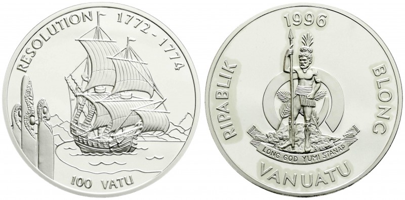 Vanuatu
Inselstaat/Neue Hebriden, seit 1906
100 Vatu Silber (5 Unzen) 1996. H....