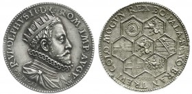 Haus Habsburg
Rudolf II., 1576-1612
Geprägte Silbermedaille o.J., von Valentin Maler. Auf den Reichstag in Regensburg. Brb. Rudolf II. mit Zackenkro...