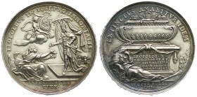 Haus Habsburg
Leopold I., 1657-1705
Silbermedaille im Talergewicht 1705 ohne Signatur, von P.H. Müller, Augsburg. Auf seinen Tod und den Regierungsa...