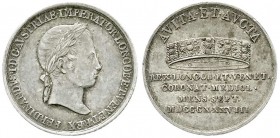 Haus Habsburg
Ferdinand I., 1835-1848
Silberner Krönungsjeton 1838, auf seine Mailänder Krönung. 19 mm; 3,33 g. sehr schön/vorzüglich